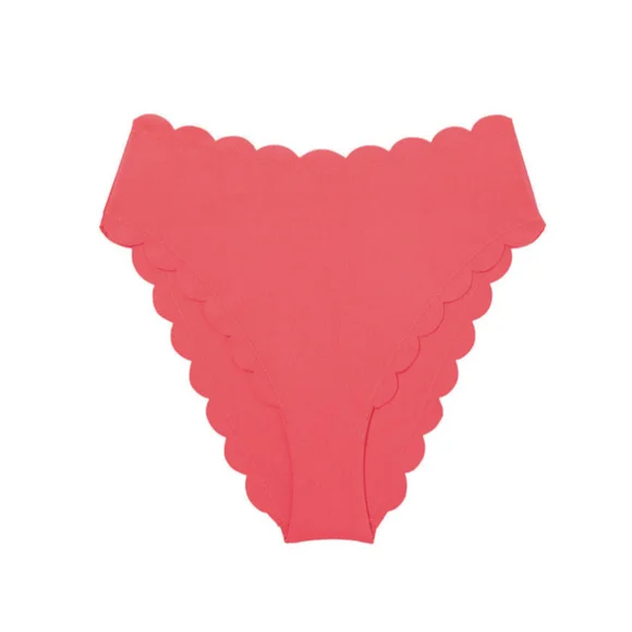 Nwt Victoria’s Secret Scalloped Cheeky Bikini Bottom - Coral Blaze - BOTTOM ONLY - Picture 3 of 3